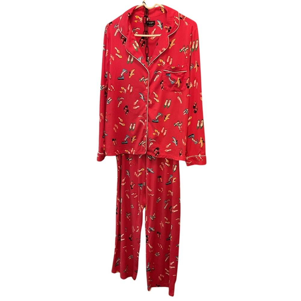 Kate Spade New York 2 Piece Pajama Set Party Shoes Red Size XL